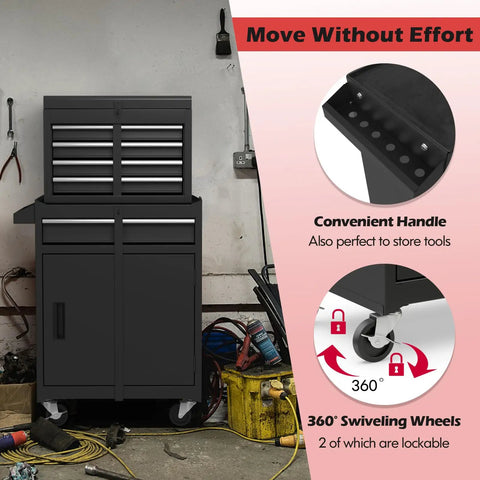 Heavy Duty Rolling Tool Chest With Lockable Casters And Adjustable Shelves Detachable Top Bin Saves Valuable Floor Space Ironclad Garage Organizer That Actually Holds Everything