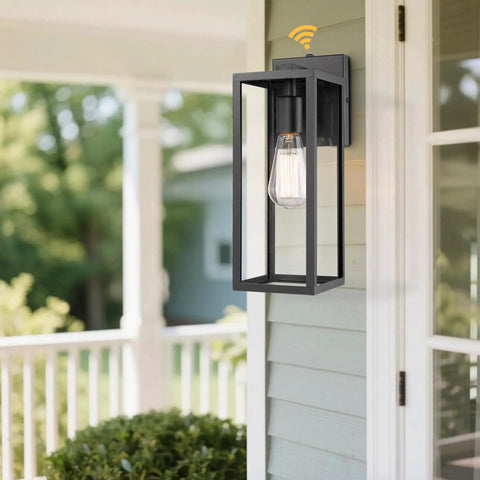 Dusk To Dawn Sensor Outdoor Wall Lantern With Black Finish Modern Wall Sconce for exterior wall lights mounted on house