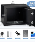 Dimensions of Built Tough Digital Money Safe With Keypad Lock Box, Steel Security Safe For Home Office Hotel, 0.23 Cubic Feet, Black