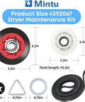 Complete Dryer Repair Kit Featuring Four Drum Support Rollers An Idler Pulley Assembly And Durable Belt To Quiet The Racket And Restore Buttery Smooth Operation For Your Laundry Gear, includes sizes and specifications.