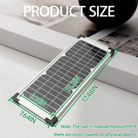 Sun Powered 10 Watt Solar Panel Kit For Automatic Gate Openers Portable 12V Battery Charger Replacement product size dimensions