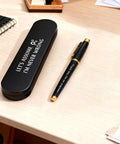 Funny Engineer Gifts For Men And Women Engraved Gel Pen Gift Set on desk with engraved case for Mechanical Engineers and Tech Nerds