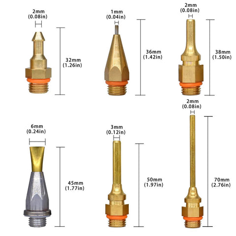 Set of 6 copper nozzles for High Power 150W Hot Glue Gun With 6 Copper Nozzles Temperature Adjustable DIY Craft Repair Tool Pro Melt Gun