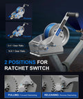 Beefy 4000 Pound Boat Trailer Winch With Strap Heavy Duty Hand Winch For Boats And Tough Towing Tasks Dual Speed System 5.4 To 1 And 16.6 To 1 High Carbon Steel Gears, 4000 lb hand winch with strap