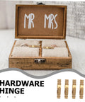 Brass Hidden Cabinet Hinges 25 Pack For Jewelry Boxes And Wooden Boxes displayed in an open wooden ring box