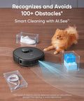 X10 Pro Omni Robot Vacuum And Mop Combo with 8,000 Pa Suction, detecting obstacles on hardwood floor with AI avoidance