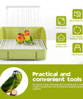 Spacious Expandable Indoor Bird Bath Fountain With Automatic Circulating Faucet And USB Pump Large Bird Bath For Parrots And Small Birds Easy Clean Green image showing green bath setup with birds and water circulation feature.