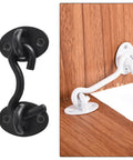 Two Pack 2 Inch Hook And Eye Latch For Privacy Stainless Steel Barn Door Lock Hardware For Windows Cabinets Sliding Doors Bedroom And Bathroom Black Finish Built To Last, showing black latch close-up and white latch installed on wood surface.