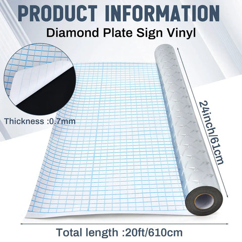 Diamond Plate Silver Vinyl Wrap Peel And Stick Contact Paper For Cabinets And Surfaces Durable Scratch And Water Resistant 24 Inch Wide By 20 Feet Long DIY Friendly And Reno Ready For Tool Boxes Garages Walls And RV Interiors