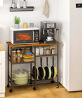 Must-Have Rolling Kitchen Microwave Cart With 3 Tier Shelves, Adjustable Shelf, And Lockable Wheels for coffee bar setup.