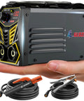 MMA Arc Welder 110/220V With Lift TIG Option, 200A Stick Welder With IGBT Inverter displayed on hand with cables