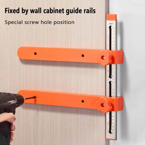 Toggle Clamp And Magnetic Arm Drawer Slide Jig For Fast Cabinet Installations with dual scale construction in use.
