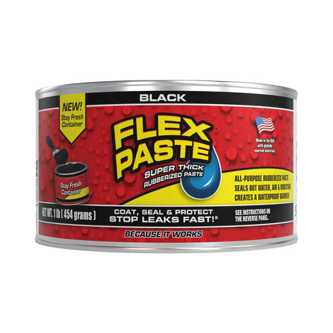 Black Flex Paste 1lb tub for indoor outdoor repairs heavy duty rubberized sealant that fills large gaps fast DIY repair kit