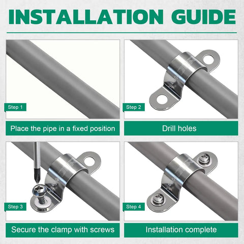 Installation guide for 90 Piece Must-Have Conduit Clamp Assortment Kit In 304 Stainless Steel, step-by-step instructions.
