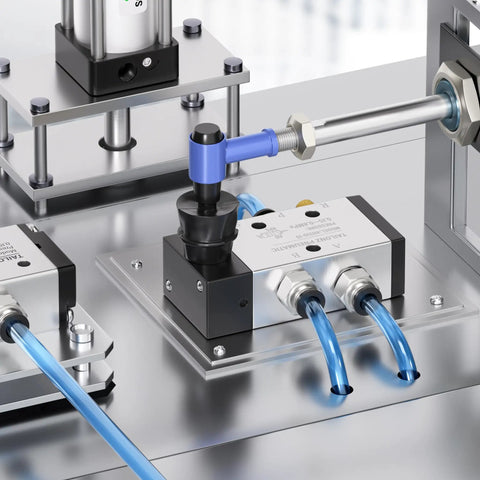 5 Way 2 Position Hand Pull Pneumatic Valve Three Eighths NPT Air Control Push Pull Manual Valve installed in automation panel