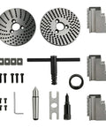 Badass Heavy Duty Dividing Head Indexing Kit With 4 Inch Three Jaw Chuck Mt2 Tailstock For Cnc Milling Grinders parts and accessories layout