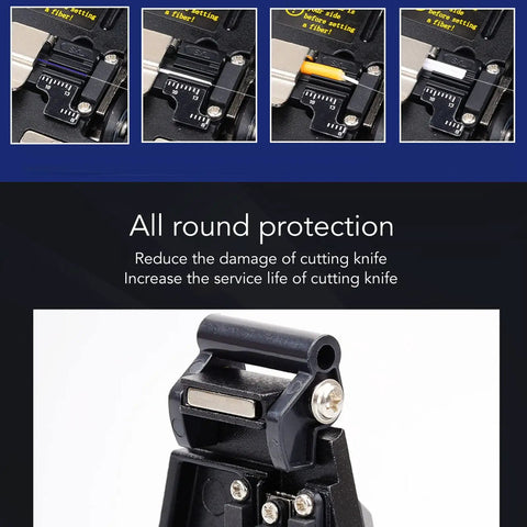 High Precision Fiber Cleaver With Tungsten Steel Vane For Accurate Cold Splicing On Fiber Optic Cables showing all round protection features.