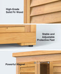 Close-up of Outdoor Storage Cabinet With Lockable Double Doors And 3 Removable Shelves in high-grade fir wood.