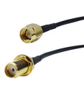 Close-up of Male To Female 33Ft Coax Extension Cable RG174 Low Loss Antenna Extender with SMA connectors for SDR WiFi GPS LTE 4G 5G.