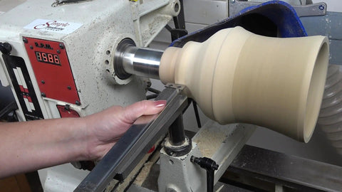 Pro Grade Stainless Steel CNC Machined Woodturning Tool Rest Platform With Solid Post And Collar For Scrapers And Turning Tools 1 Inch Post 9 Inch Wide Rest USA Made And Available In 5, 7, Or 9 Inch Length For Hollowing supporting wood on lathe