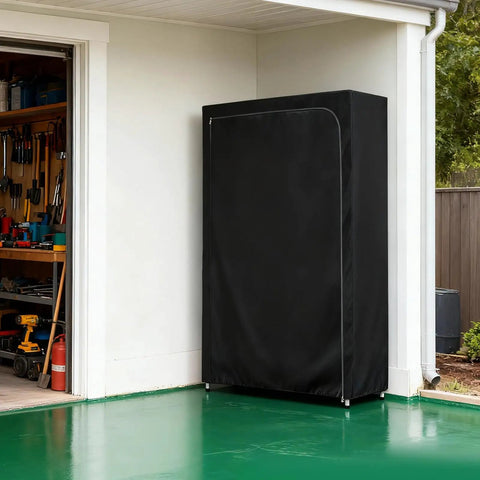 Hella Tough Heavy Duty 600D Oxford Waterproof Rack Cover For Wire Shelving Frames With Secure Zipper Closure Dustproof Armor For Garage Rig And Outdoor Gear Stash Black 36X18X72