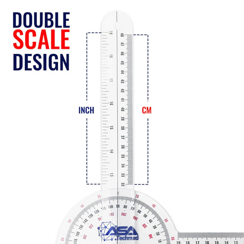 Six Piece Spinal Goniometer Set With 360 Degree Protractor And Finger Goniometer, The Go To Tool For PTs And Rehab Pros, Includes 12 8 And 6 Inch Angle Rulers For Medical Range Of Motion Assessment