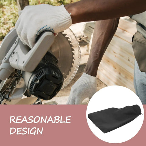 Heavy Duty Cloth Miter Saw Dust Collection Bag With A Secure Zipper Closure Black Replacement designed to fit various saws.
