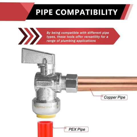 10-Pack Push Fit Stop Valve With 1/4 Turn Angle Shut Off, 1/2 In Push X 3/8 Inch Compression, Chrome Finish in use with pipes