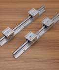 Heavy Duty SCS12LUU 300mm Linear Rails With SBR12UU Slide Blocks Precise Smooth Motion System For CNC Machines 3D Printers Robotics And Automation Projects And Prototyping on wood background