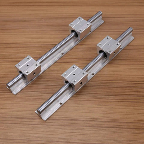 Heavy Duty SCS12LUU 300mm Linear Rails With SBR12UU Slide Blocks Precise Smooth Motion System For CNC Machines 3D Printers Robotics And Automation Projects And Prototyping on wood background