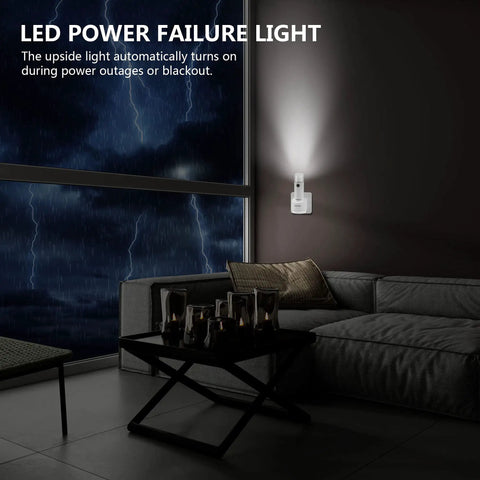 Emergency LED Flashlight 3 Pack Go To Power Failure Light illuminating living room during stormy blackout.