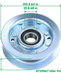 Dual Idler Pulley Kit GY22172 And GY20629 For John Deere D140 L130 Mower Replacement Parts, dimensions labeled