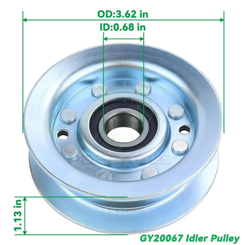 Dual Idler Pulley Kit GY22172 And GY20629 For John Deere D140 L130 Mower Replacement Parts, dimensions labeled