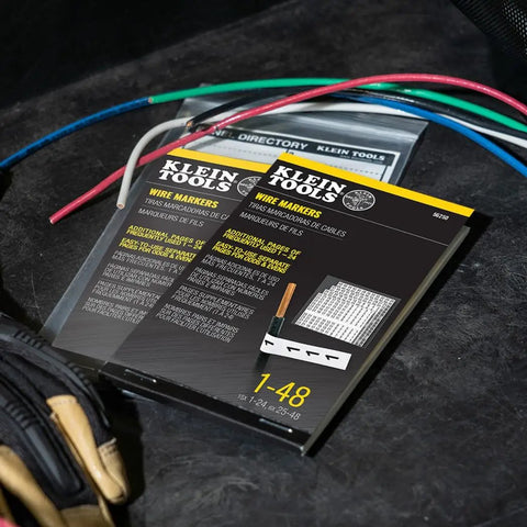 Wire Marker Book For Cable Management And Electric Panel Organization With Numbered 1 To 48 Labels on a table