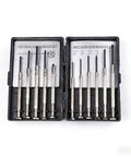 11-In-1 Magnetic Precision Screwdriver Set for Phones, Computers, Watches, Laptops and More, Compact Mini Repair Tool Kit with Bearing Steel Bits in open case.