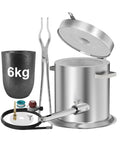 6Kg Hinged Flip Top Propane Melting Furnace For Aluminum Copper Silver Gold Alloys High Temp Foundry Kiln Reaches 2500F Durable