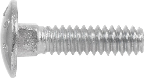 Workhorse Carriage Bolts 3/8 By 5 1/2 Inch Zinc Plated Steel fastener showing round top head and smooth threads for easy installation.