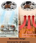 Dope Industrial Black Caged Ceiling Fan With Lights 20 Inch Modern Smart Ceiling Fan in summer and winter settings