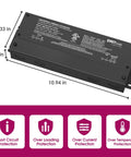 192W 2 Channel Dimmable LED Driver With 24V Output, 5 in 1 Forward And Reverse Phase Dimming, waterproof, IP67 UL listed.