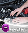Top Notch Shift Cable Bushing Kit With 4 Durable Rubber Inserts And Clips, Perfect Replacement For 33835-08010, shown with hands working on engine.