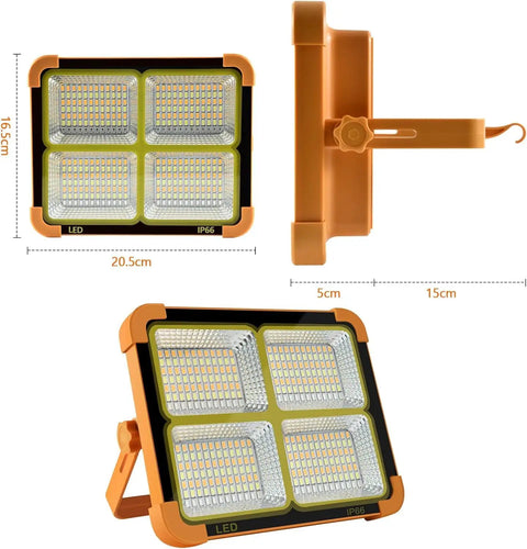 Dimensions of Solar Powered Work Light With 100W LED, 16500mAh Battery, 10000 Lumens, Stepless Brightness, Rechargeable