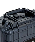All Weather Waterproof Camera Case With Foam For Drones And Gear Grab And Go Bombproof Protection for DSLR in Elegant Black - handle view.