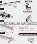 Components of Concealed Trackless Sliding Door Kit For Barn Doors And Cabinets With Soft Close, Whisper Quiet Aluminum Rails.