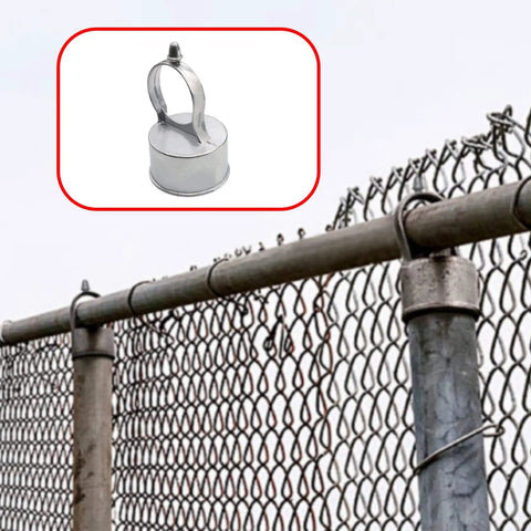 Two Pack Galvanized Steel Eye Top Chain Link Fence Loop Caps For 2-3/8 in Posts And 1-5/8 in Top Rails, Rust Resistant, Easy Install