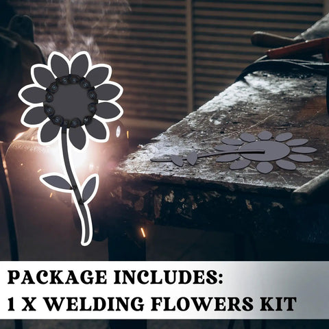 DIY Flower Welding Kit for Metal Art: 16 Gauge Stainless Steel Practice Weld Set with 12 Inch Steel Flower Project