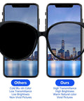 Comparison of two iPhone screens showing color clarity with sunglasses filter, highlighting differences in brightness and transmittance.