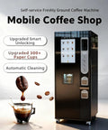 Bean To Cup Vending Machine With Touchscreen Fully Automatic Freshly Ground Coffee 24 Seven Self Serve For Office Mall Or Hospital Cashless Payment Energy Efficient Hot And Cold Dual Mode with mobile coffee shop features.