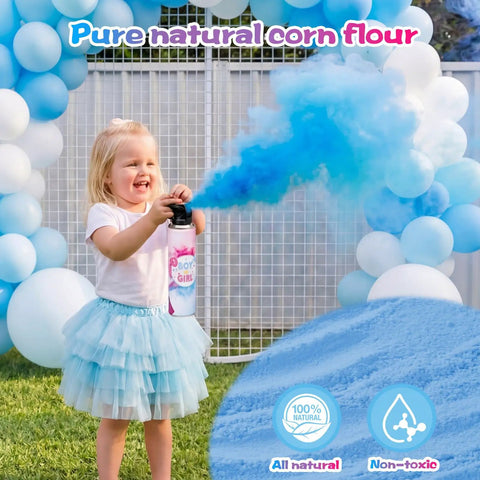 Killer Gender Reveal Smoke Bombs With Classic Fire Extinguisher Design And Fully Biodegradable Formula with blue smoke.