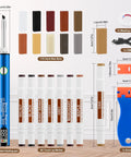 Smooth Operator 3 Temp Wax Melting Pen With Digital Display And Rechargeable USB Heater For Laminate Wood Floor Furniture Countertop And Tile Repair Using Hard Wax Fillers In Blue, displaying repair tools and wax bars.