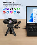 Top Shelf 1080P Webcam With Crisp Built In Microphone And Wide Angle Lens Includes Adjustably Rotatable Tripod And Flip Privacy Cover No Sweat Plug And Play For Streaming Gaming On PC Laptop.